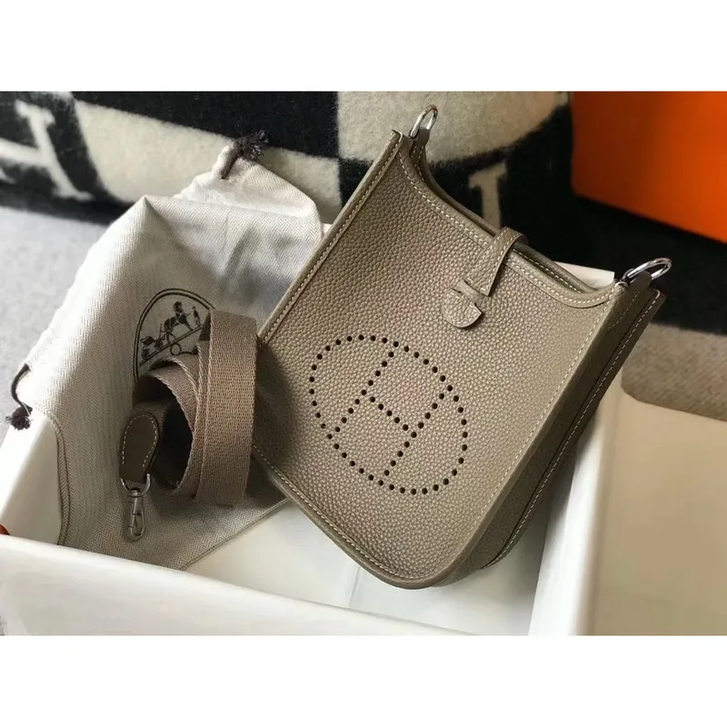 Hermes Evelyne III TPM Bag In Taupe Clemence Leather