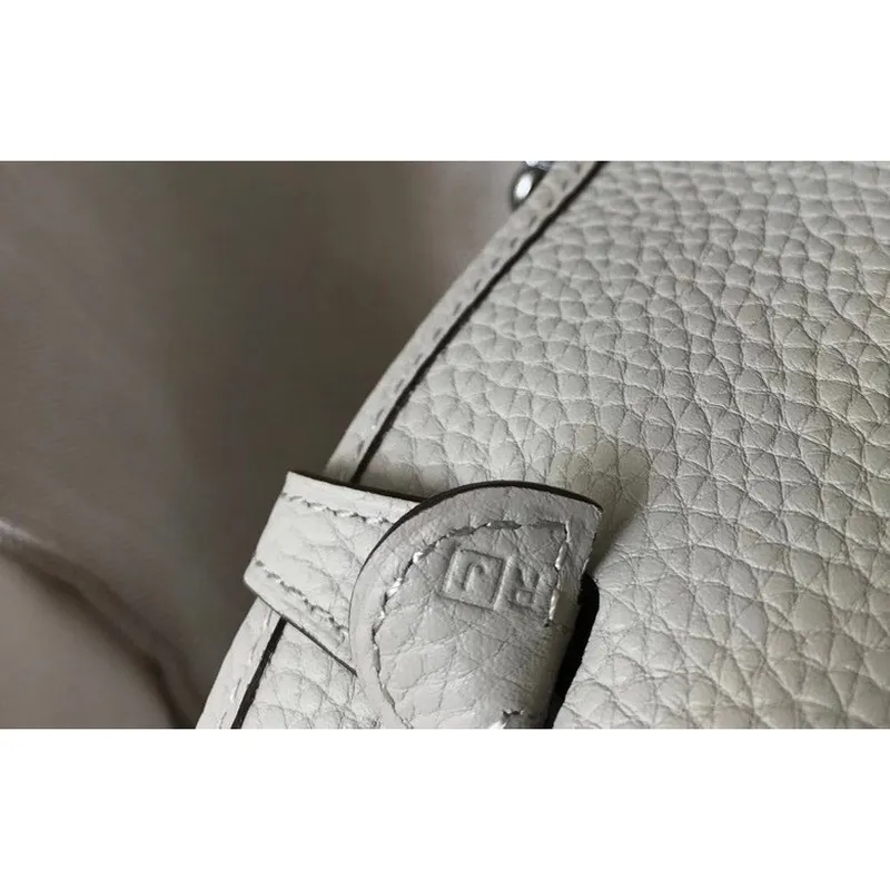 Hermes Evelyne III TPM Bag In Pearl Grey Clemence Leather
