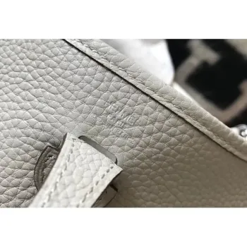 Hermes Evelyne III TPM Bag In Pearl Grey Clemence Leather
