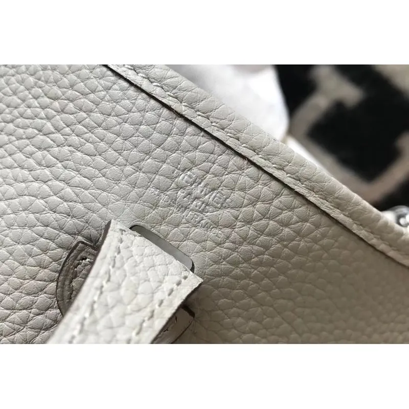 Hermes Evelyne III TPM Bag In Pearl Grey Clemence Leather