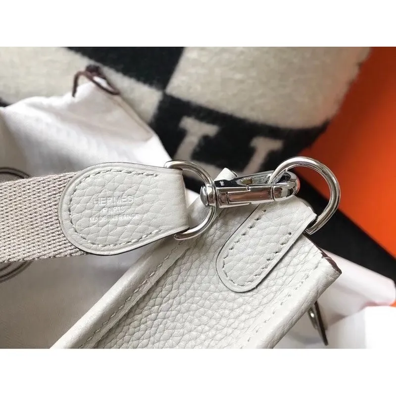 Hermes Evelyne III TPM Bag In Pearl Grey Clemence Leather