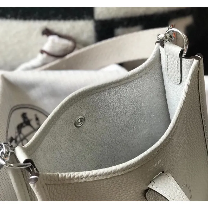 Hermes Evelyne III TPM Bag In Pearl Grey Clemence Leather