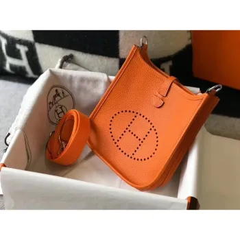 Hermes Evelyne III TPM Bag In Orange Clemence Leather