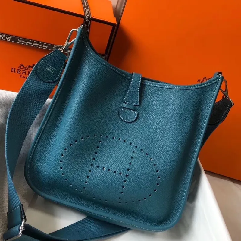 Hermes Evelyne III 29 Bag In Blue Jean Clemence Leather