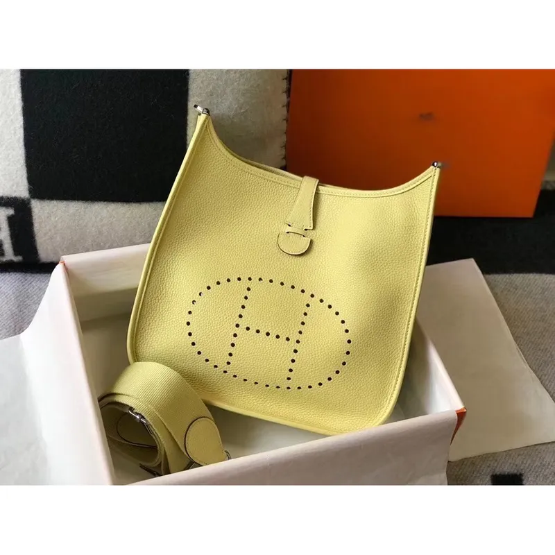 Hermes Evelyne III 29 Bag In Jaune Poussin Clemence Leather