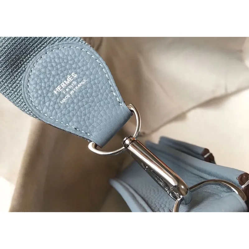 Hermes Evelyne III 29 Bag In Blue Lin Clemence Leather
