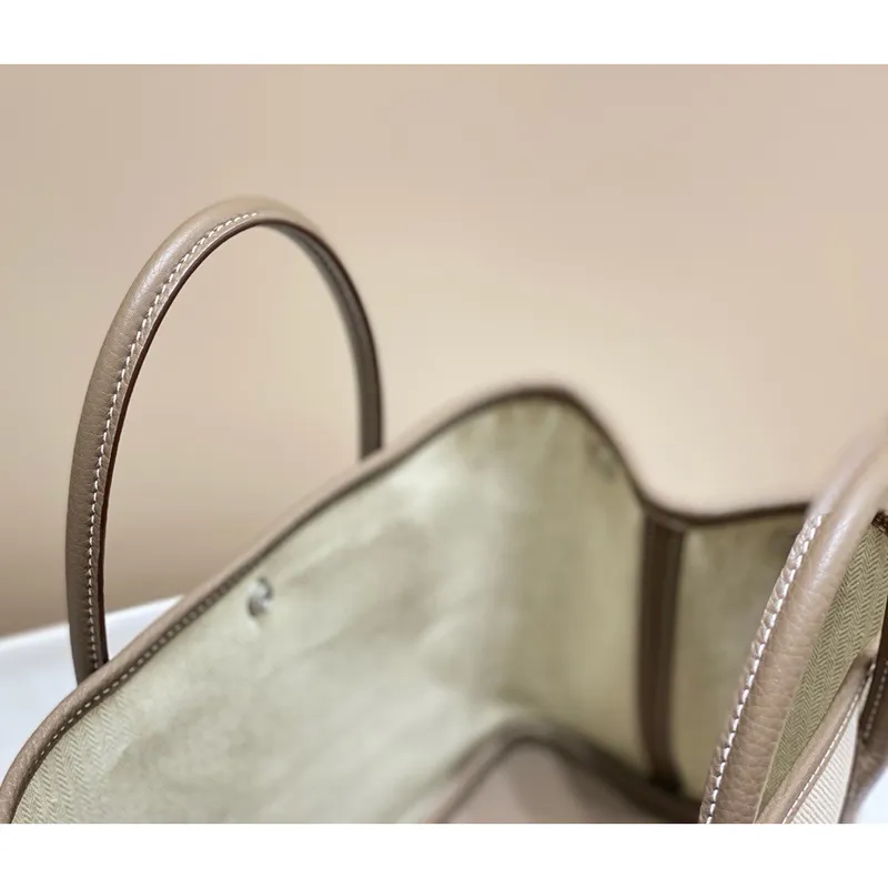 Hermes Garden Party 30cm Bag in Toile and Taupe Leather