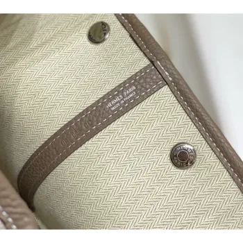 Hermes Garden Party 30cm Bag in Toile and Taupe Leather