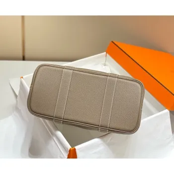 Hermes Garden Party 30cm Bag in Toile and Taupe Leather