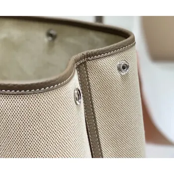 Hermes Garden Party 30cm Bag in Toile and Taupe Leather