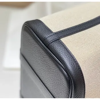 Hermes Garden Party 30cm Bag in Toile and Black Leather