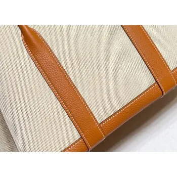 Hermes Garden Party 30cm Bag in Toile and Gold Leather