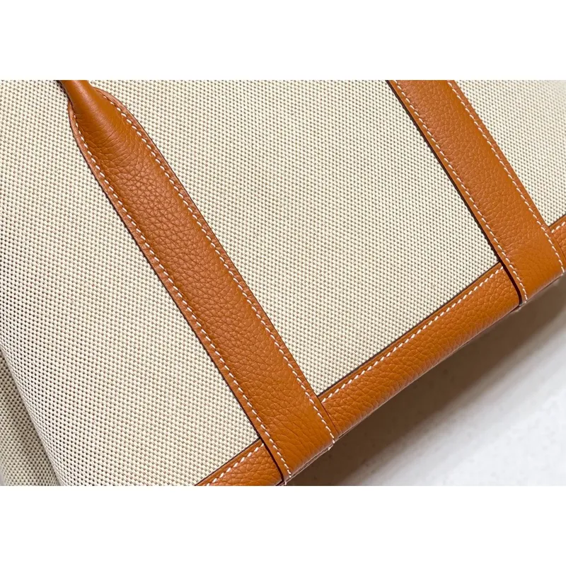 Hermes Garden Party 30cm Bag in Toile and Gold Leather