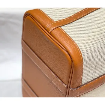 Hermes Garden Party 30cm Bag in Toile and Gold Leather