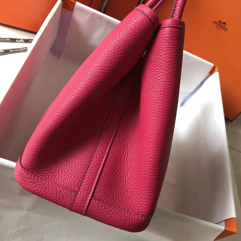 Hermes Garden Party 30 Bag In Rose Red Clemence Leather