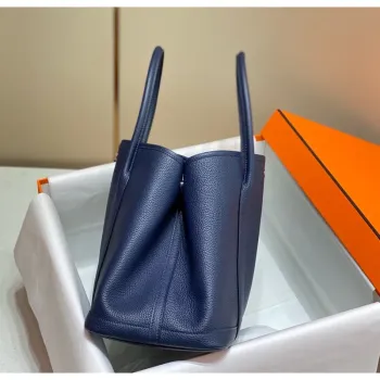Hermes Garden Party 36 Bag In Blue Saphir Clemence Leather
