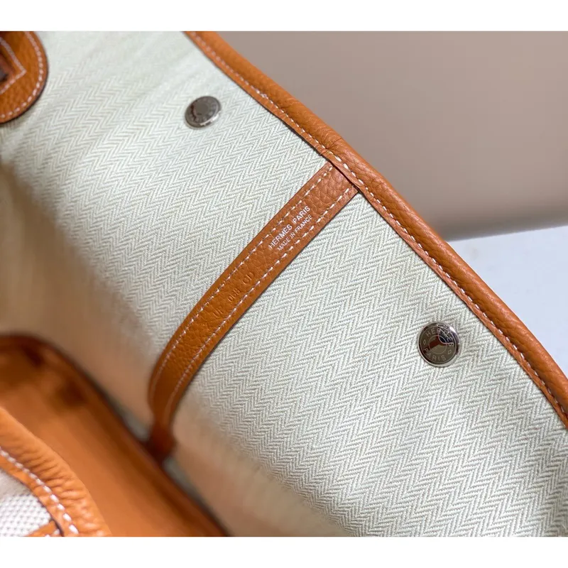 Hermes Garden Party 36cm Bag in Toile and Gold Leather