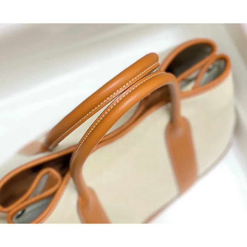 Hermes Garden Party 36cm Bag in Toile and Gold Leather