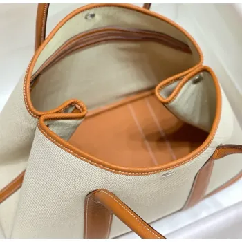 Hermes Garden Party 36cm Bag in Toile and Gold Leather