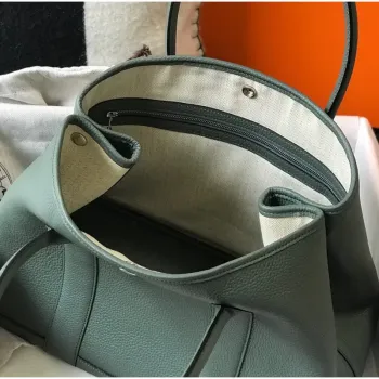Hermes Garden Party 36 Bag In Vert Amanda Clemence Leather