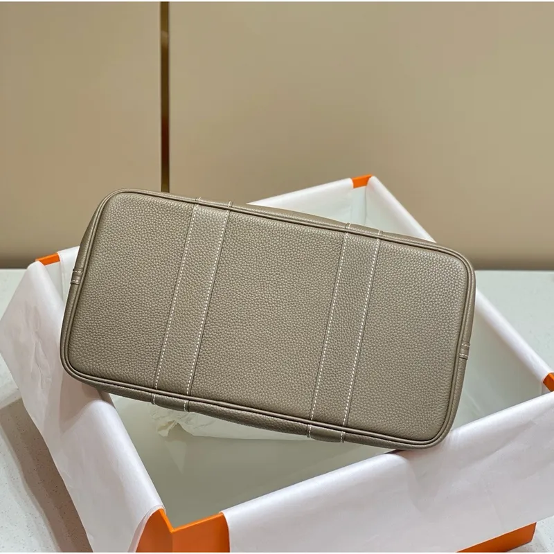 Hermes Garden Party 36cm Bag in Toile and Taupe Leather