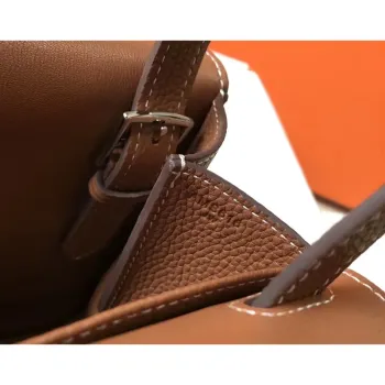 Hermes Halzan Bag In Brown Clemence Leather