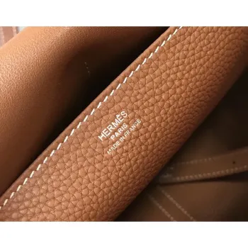 Hermes Halzan Bag In Brown Clemence Leather