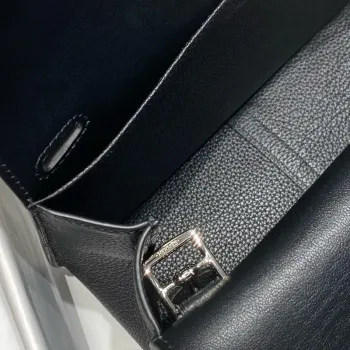 Hermes Halzan 25 Bag in Black Clemence Leather