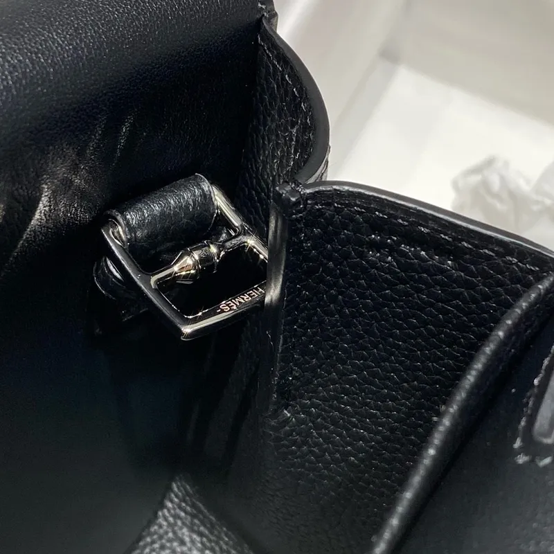 Hermes Halzan 25 Bag in Black Clemence Leather