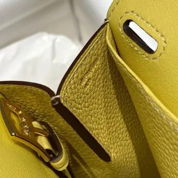 Hermes Halzan 25 Bag in Jaune Poussin Clemence Leather
