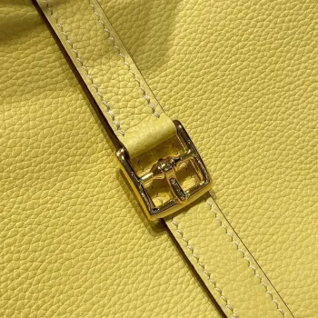 Hermes Halzan 25 Bag in Jaune Poussin Clemence Leather
