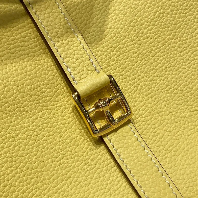 Hermes Halzan 25 Bag in Jaune Poussin Clemence Leather