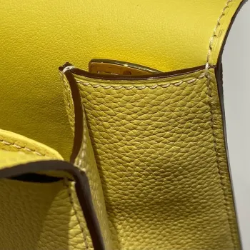 Hermes Halzan 25 Bag in Jaune Poussin Clemence Leather