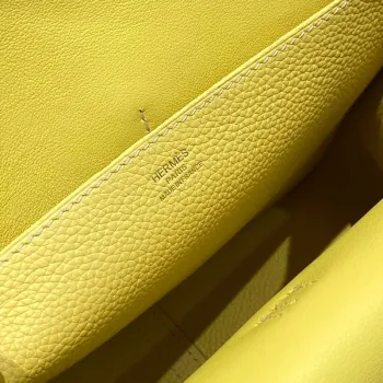 Hermes Halzan 25 Bag in Jaune Poussin Clemence Leather