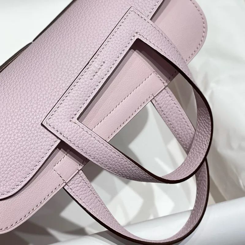 Hermes Halzan 25 Bag in Mauve Pale Clemence Leather