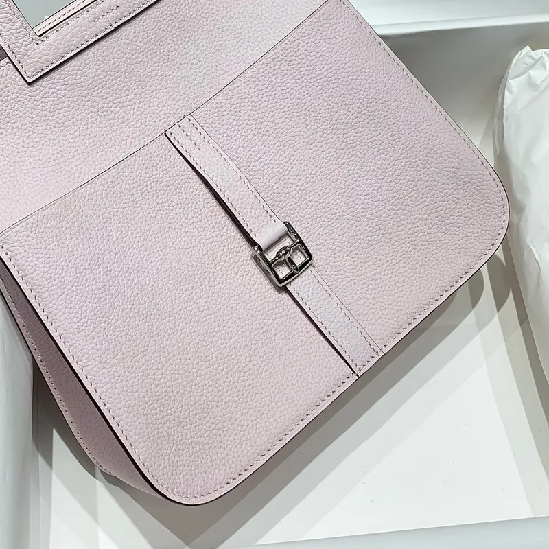 Hermes Halzan 25 Bag in Mauve Pale Clemence Leather