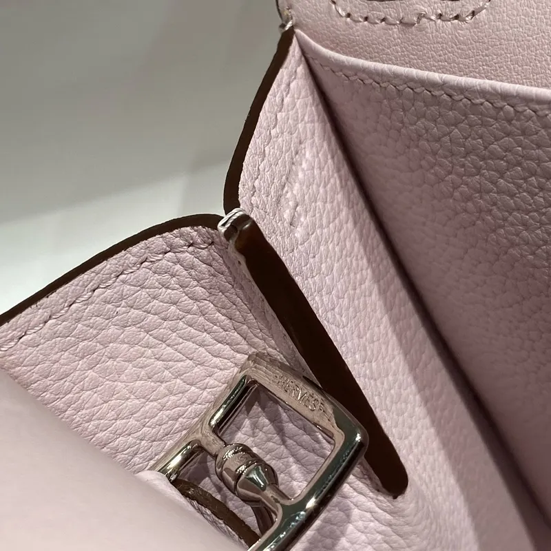 Hermes Halzan 25 Bag in Mauve Pale Clemence Leather
