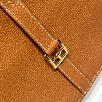 Hermes Halzan 25 Bag in Gold Clemence Leather