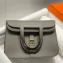 Hermes Halzan 25 Bag in Gris Meyer Clemence Leather