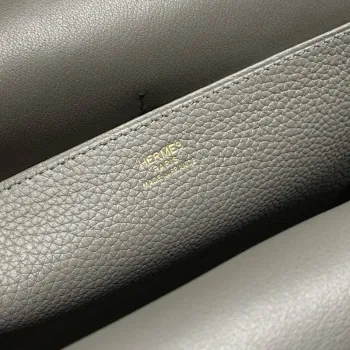 Hermes Halzan 25 Bag in Gris Meyer Clemence Leather