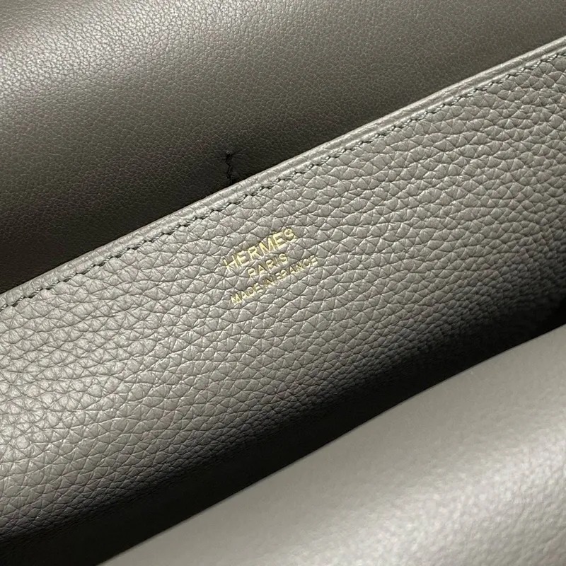 Hermes Halzan 25 Bag in Gris Meyer Clemence Leather