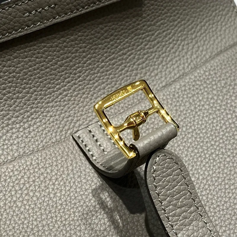 Hermes Halzan 25 Bag in Gris Meyer Clemence Leather