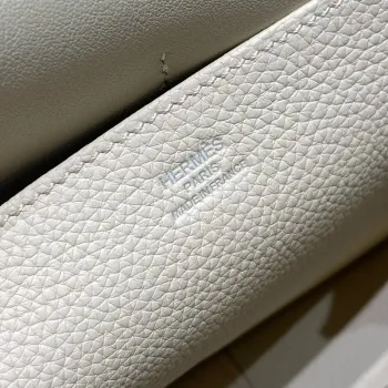 Hermes Halzan 25 Bag in Craie Clemence Leather