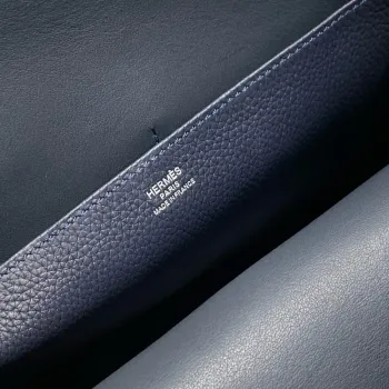 Hermes Halzan 25 Bag in Blue Nuit Clemence Leather