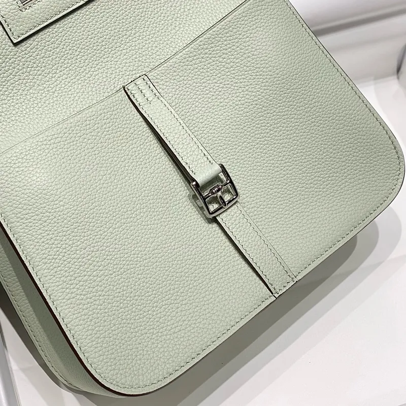 Hermes Halzan 25 Bag in Vert Fizz Clemence Leather