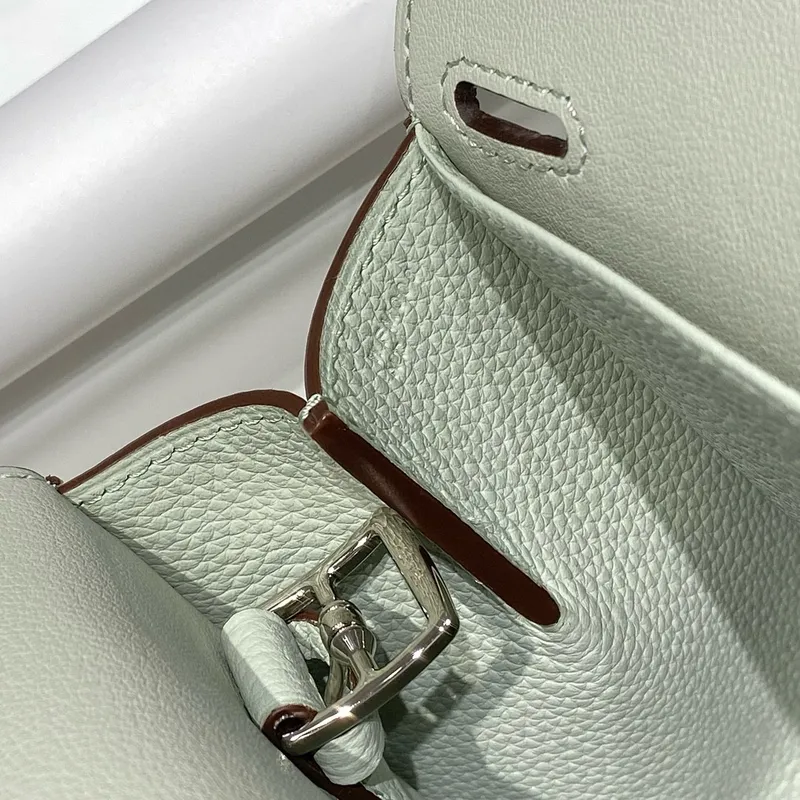 Hermes Halzan 25 Bag in Vert Fizz Clemence Leather