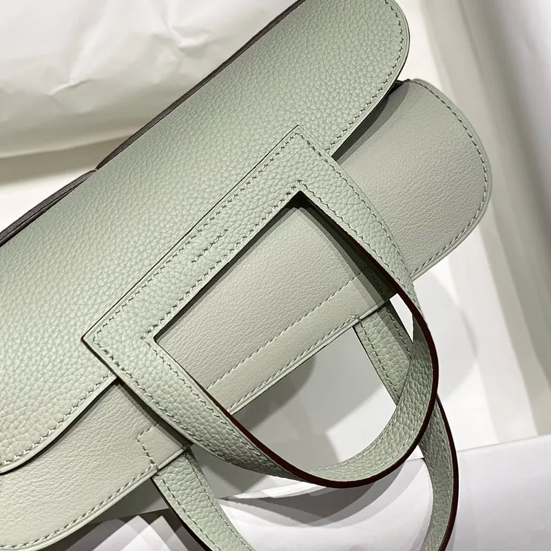 Hermes Halzan 25 Bag in Vert Fizz Clemence Leather