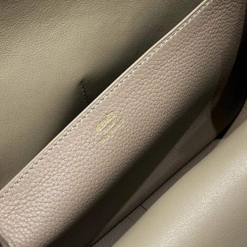 Hermes Halzan 25 Bag in Gris Asphalt Clemence Leather