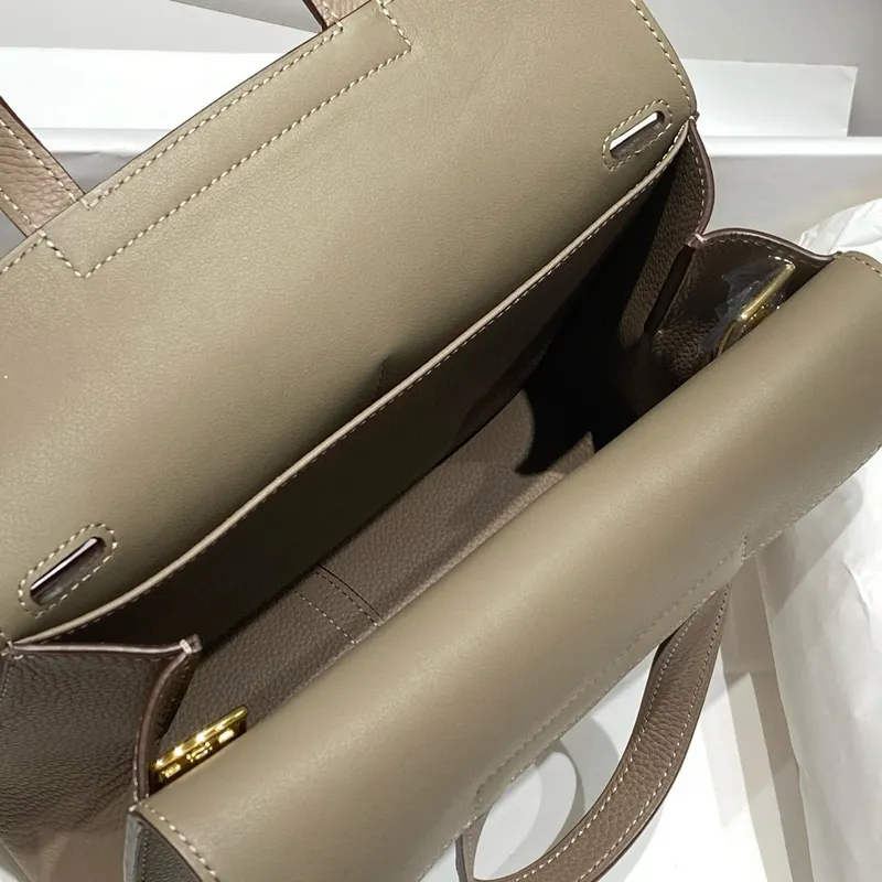 Hermes Halzan 25 Bag in Gris Asphalt Clemence Leather