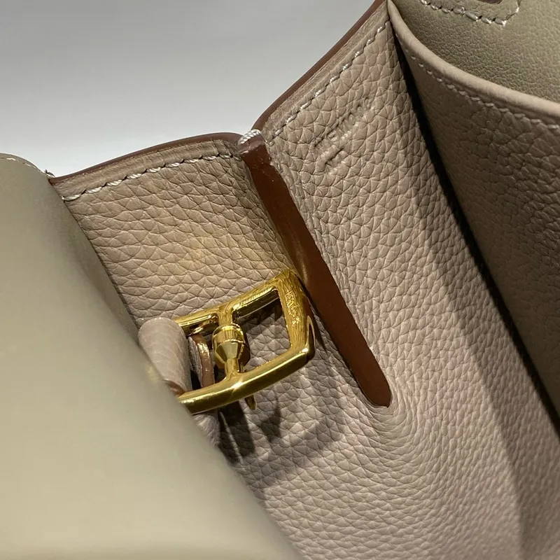 Hermes Halzan 25 Bag in Gris Asphalt Clemence Leather